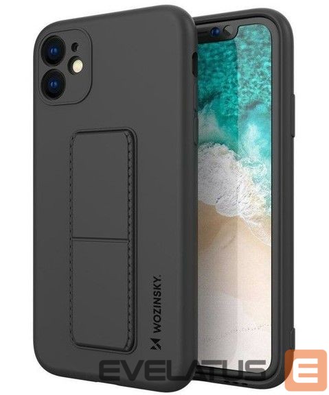 Back panel cover Wozinsky - iPhone 12 silicone case with stand Kickstand Case Black