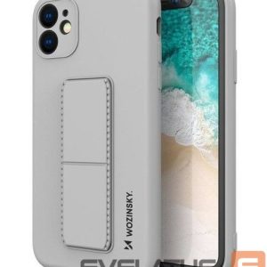 Back panel cover Wozinsky Apple iPhone 12 Pro Max Kickstand Case silicone case with stand Silver