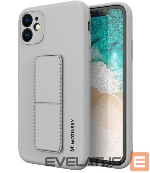 Back panel cover Wozinsky Apple iPhone 12 Pro Max Kickstand Case silicone case with stand Silver