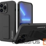 Back panel cover Wozinsky Apple Phone 13 Pro Max Kickstand Case silicone case with stand Black