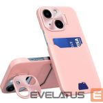 Back panel cover iLike Apple iPhone 14 Leather Stand Case cover card wallet with stand Pink