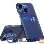 Back panel cover iLike Apple iPhone 14 Leather Stand Case card wallet with stand Blue