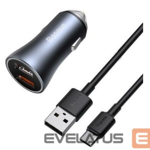 Auto charger Baseus  Contactor Pro fast car charger 2x USB 40 W Quick Charge SCP FCP AFC + USB cable - USB Type C Grey