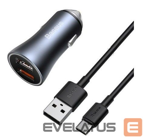 Auto charger Baseus Contactor Pro fast car charger 2x USB 40 W Quick Charge SCP FCP AFC + USB cable - USB Type C Grey