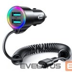 Auto charger Joyroom  3-in-1 fast car charger with Lightning cable 1.5m 17W Black