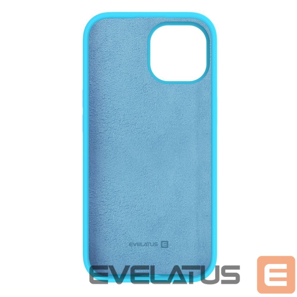 Back panel cover Evelatus Apple iPhone 15 Plus Premium Soft Touch Silicone Case Cyan Blue