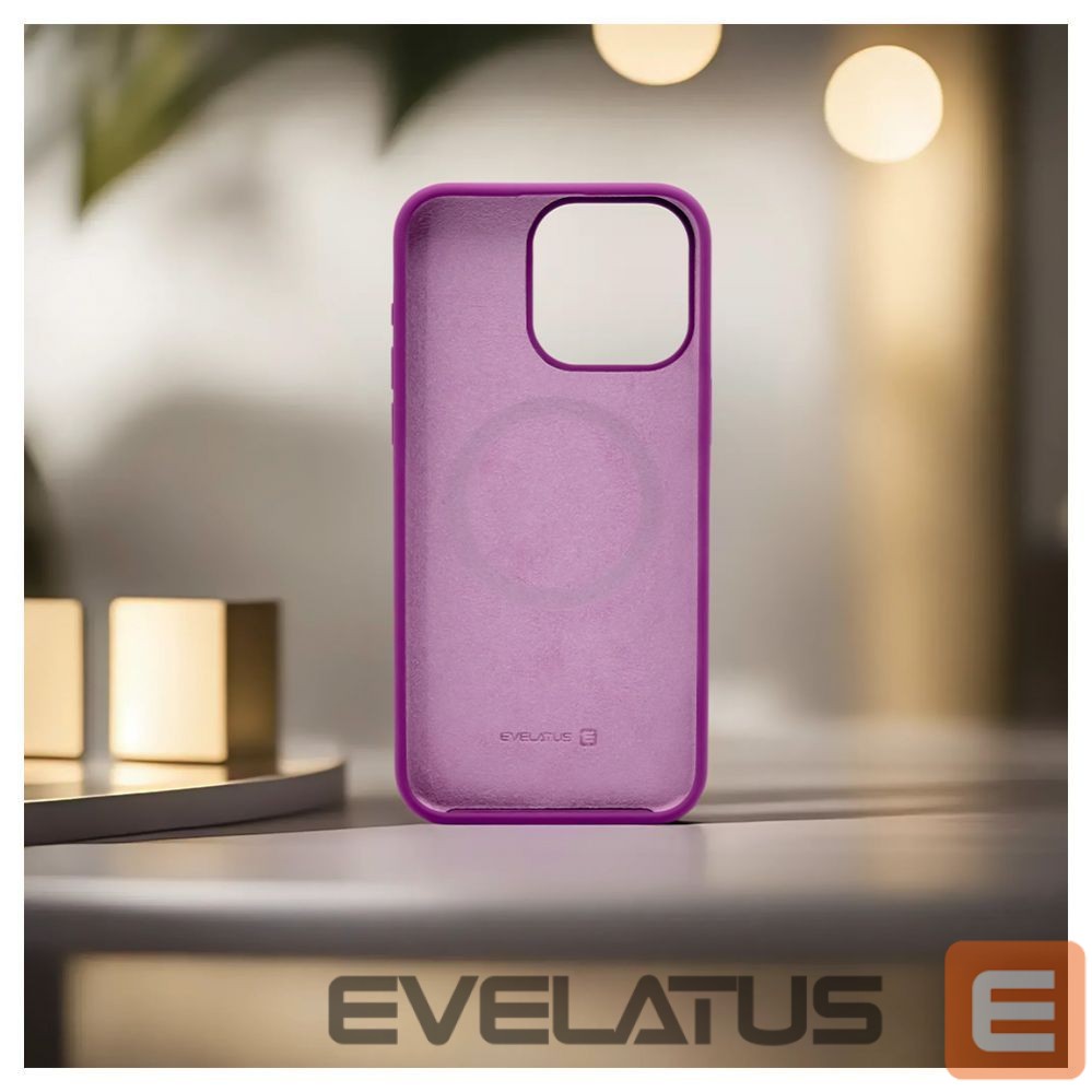 Back panel cover Evelatus Apple iPhone 15 Pro Max Premium Magsafe Soft Touch Silicone Case Deep Purple