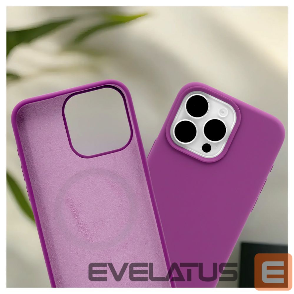 Back panel cover Evelatus Apple iPhone 15 Pro Max Premium Magsafe Soft Touch Silicone Case Deep Purple