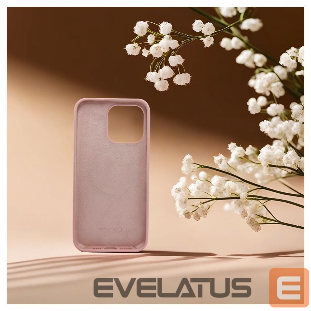 Back panel cover Evelatus Apple iPhone 15 Pro Max Premium Magsafe Soft Touch Silicone Case Pink Sand