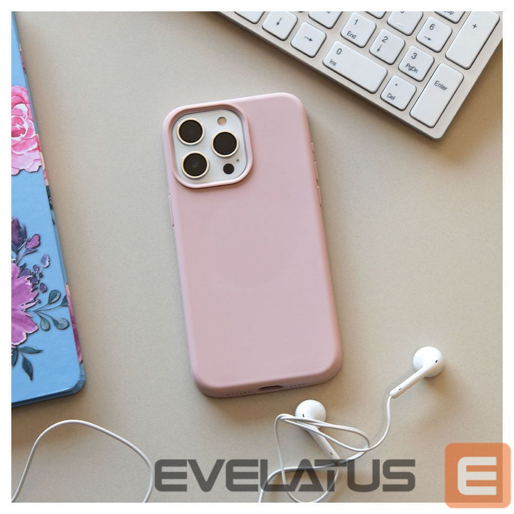 Back panel cover Evelatus Apple iPhone 15 Pro Max Premium Magsafe Soft Touch Silicone Case Pink Sand