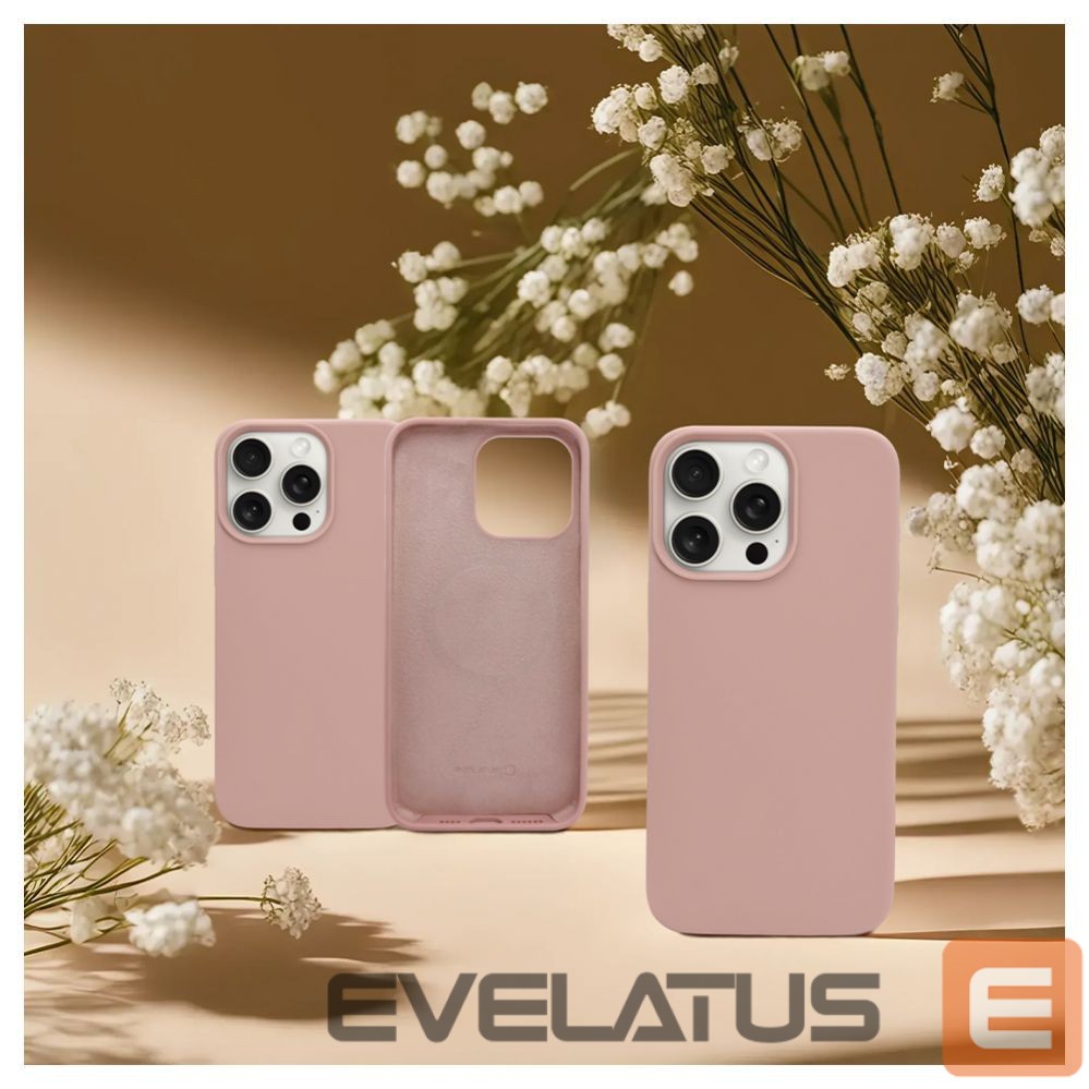 Back panel cover Evelatus Apple iPhone 15 Pro Max Premium Magsafe Soft Touch Silicone Case Pink Sand