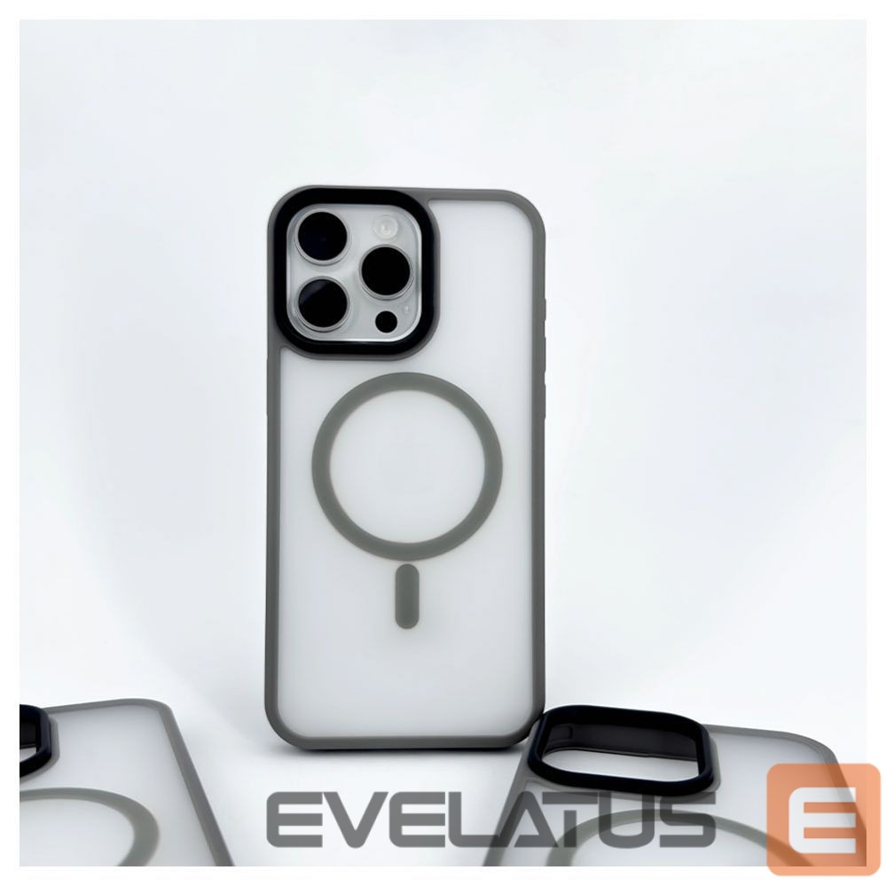 Back panel cover Evelatus Apple iPhone 15 Pro Hybird Case With Magsafe PC+TPU Silver