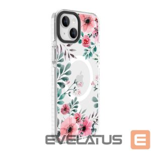 Back panel cover Evelatus Apple iPhone 15 PC+TPU With MagSafe Customized Print Flower Transparent