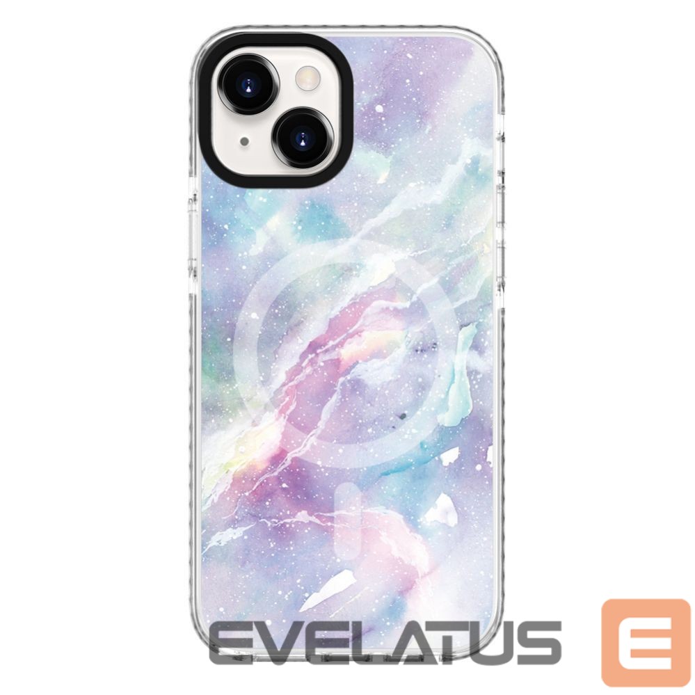 Back panel cover Evelatus Apple iPhone 15 Plus PC+TPU With MagSafe Customized Print Marble Purple
