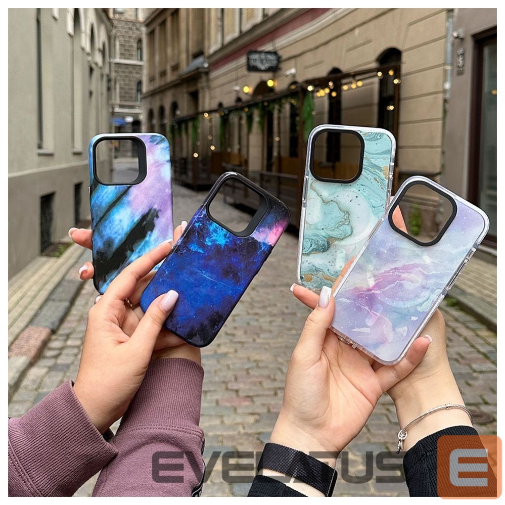 Back panel cover Evelatus Apple iPhone 15 Pro PC+TPU With MagSafe Customized Print Marble Purple