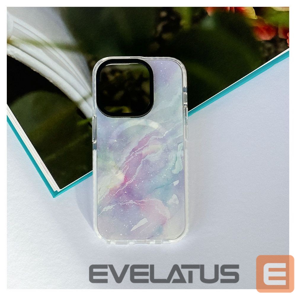 Back panel cover Evelatus Apple iPhone 15 Pro PC+TPU With MagSafe Customized Print Marble Purple