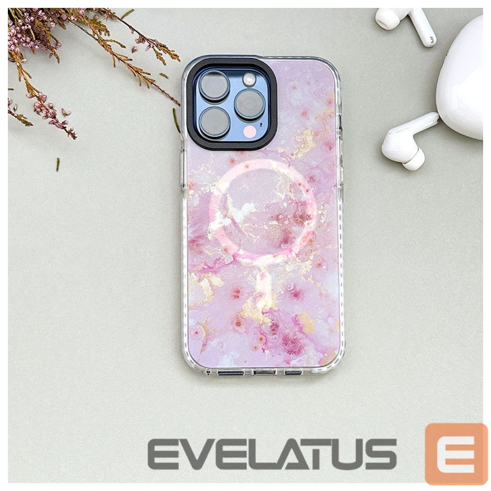 Back panel cover Evelatus Apple iPhone 15 Pro Max PC+TPU With MagSafe Customized Print Pink