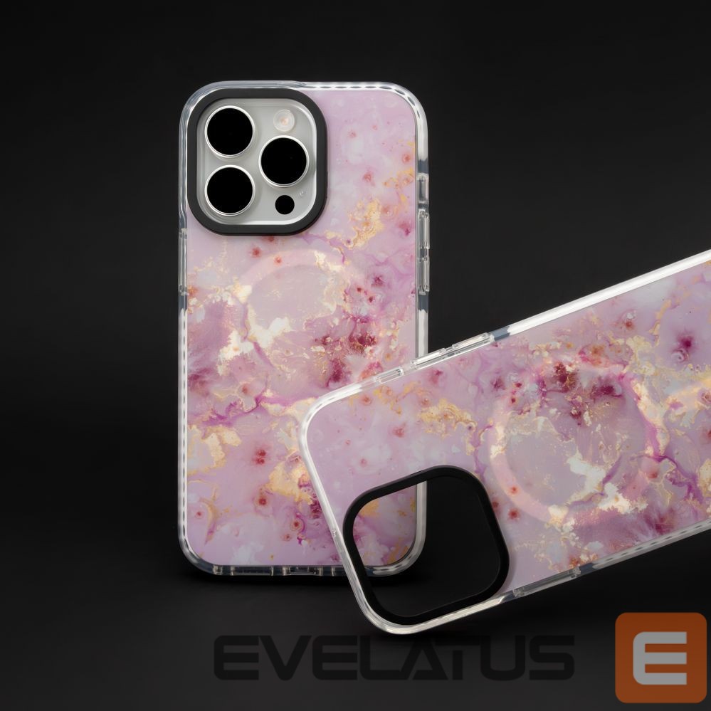 Back panel cover Evelatus Apple iPhone 15 Pro Max PC+TPU With MagSafe Customized Print Pink