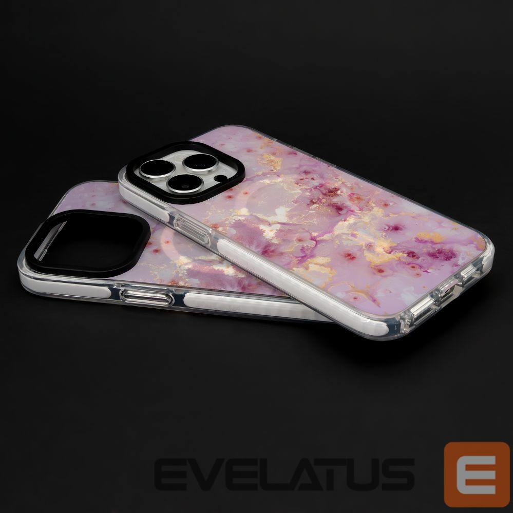 Back panel cover Evelatus Apple iPhone 15 Pro Max PC+TPU With MagSafe Customized Print Pink