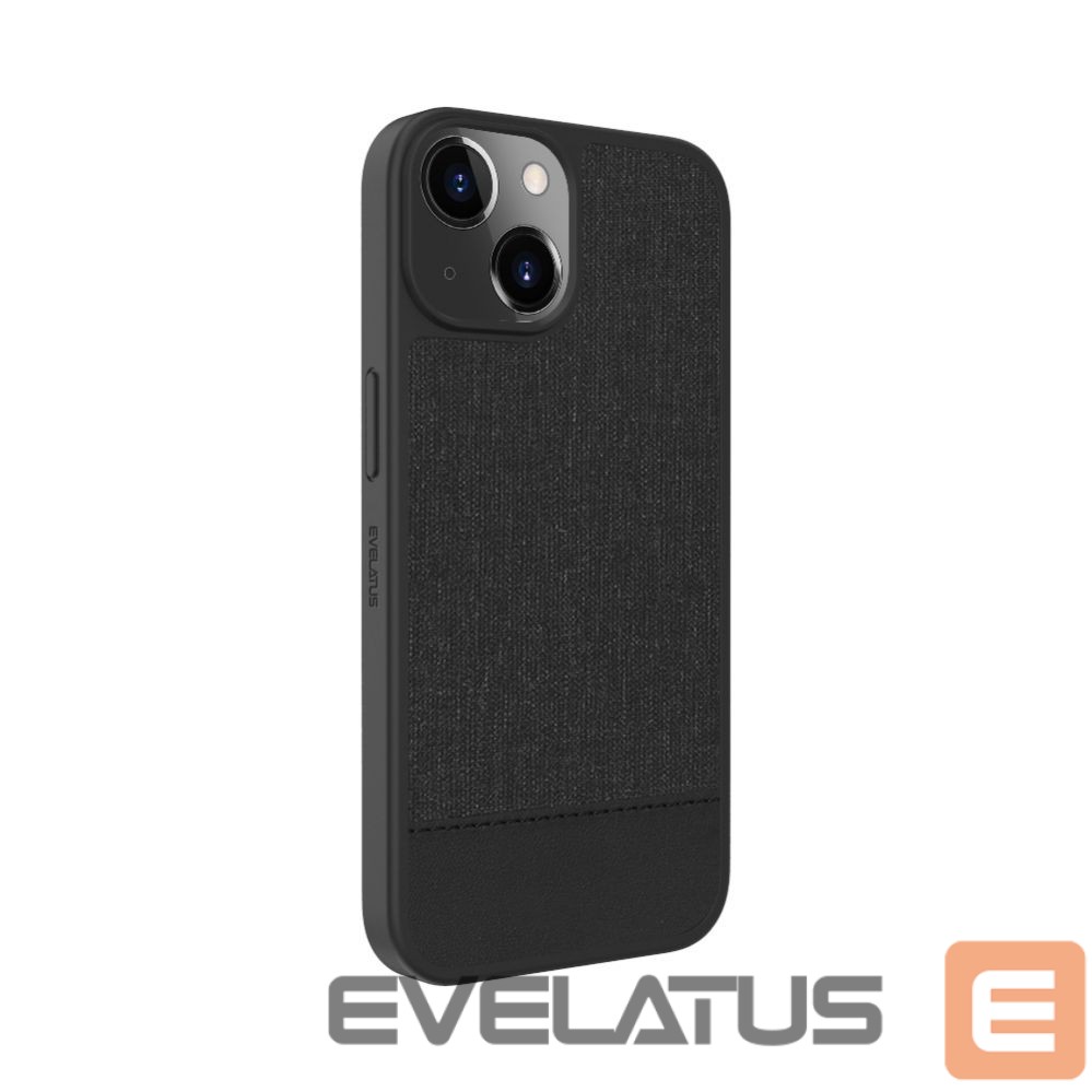 Back panel cover Evelatus Apple iPhone 15 Plactic Leather Magsafe Back Cover Black