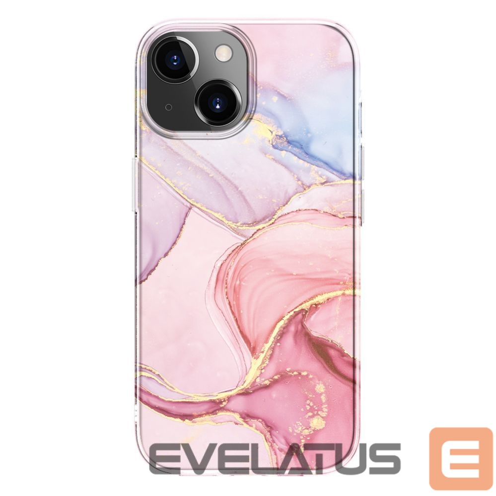 Back panel cover Evelatus Apple iPhone 15 Plus PC Customized Print Design Marble Pink
