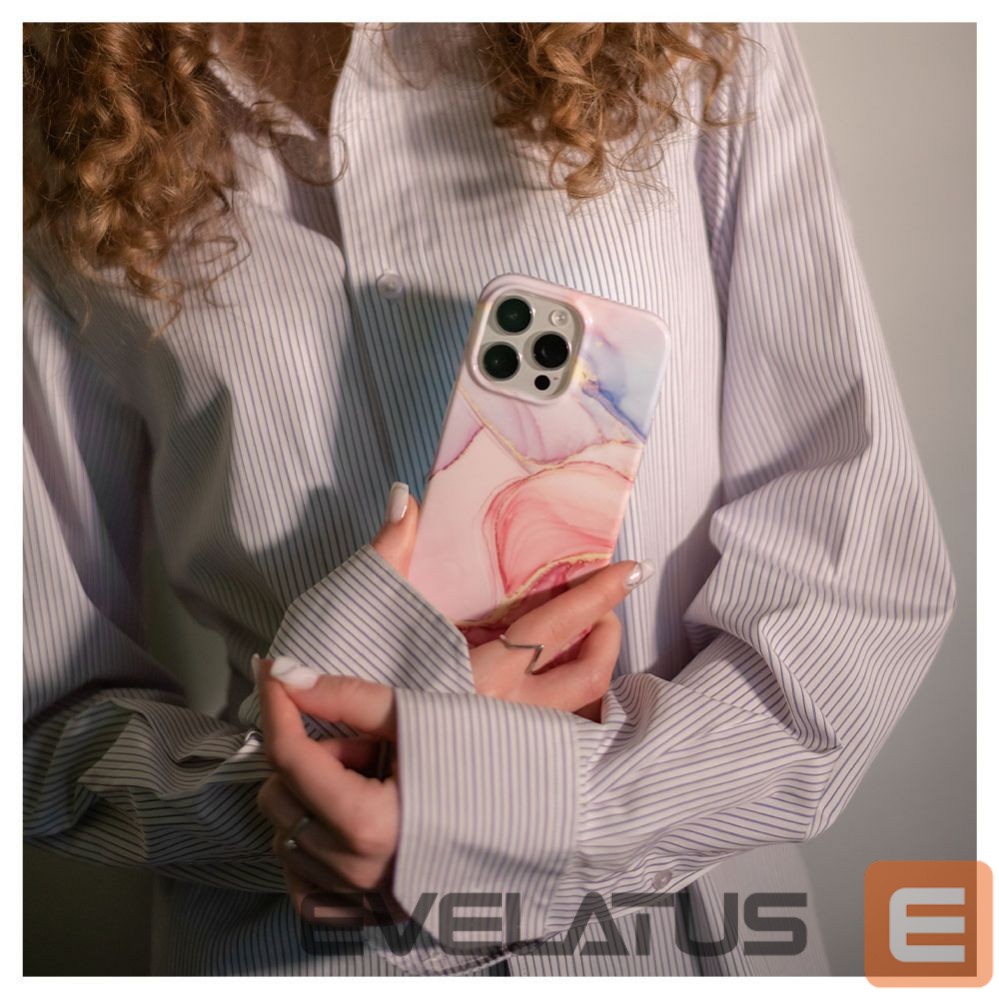 Back panel cover Evelatus Apple iPhone 15 Pro PC Customized Print Design Marble Pink