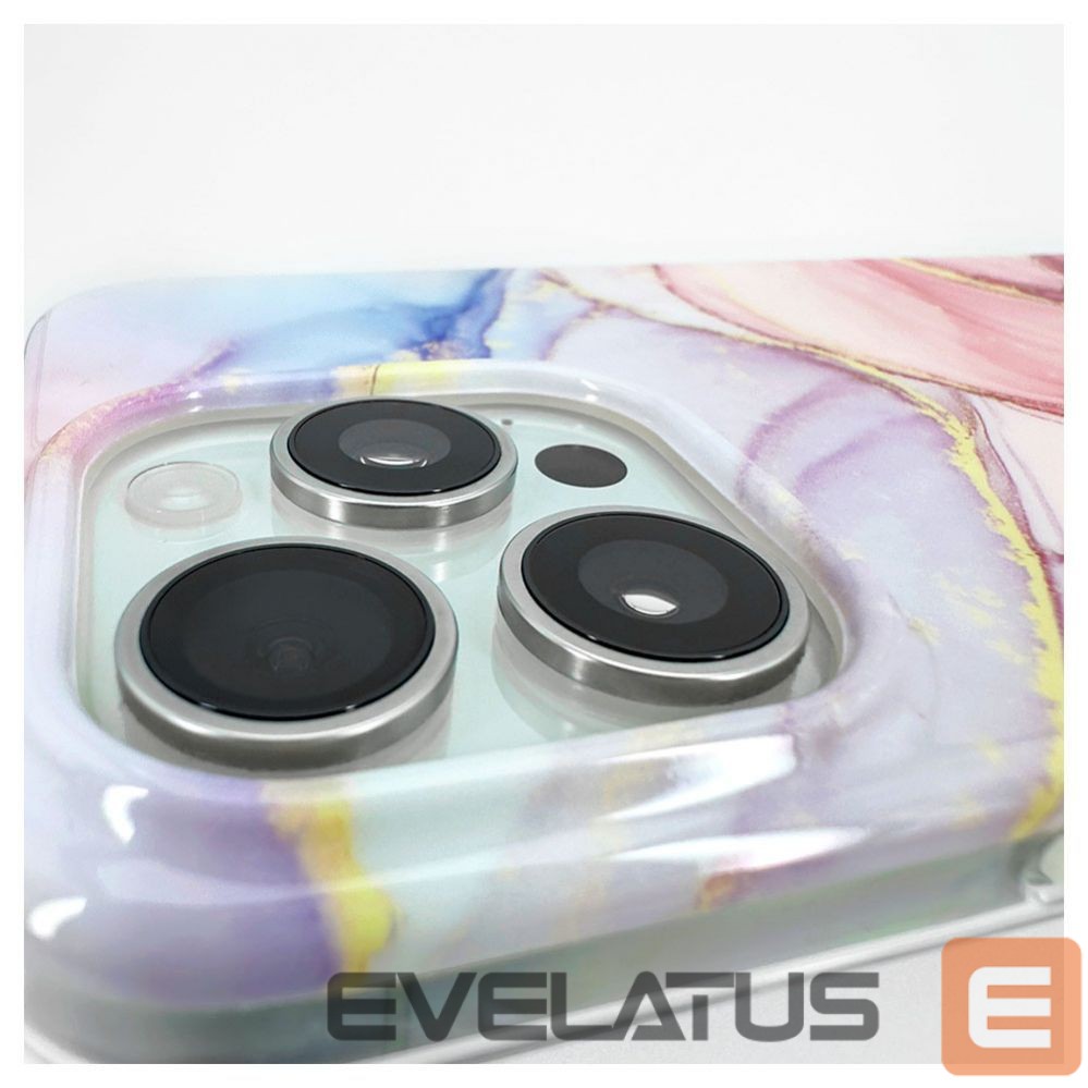 Back panel cover Evelatus Apple iPhone 15 Pro PC Customized Print Design Marble Pink