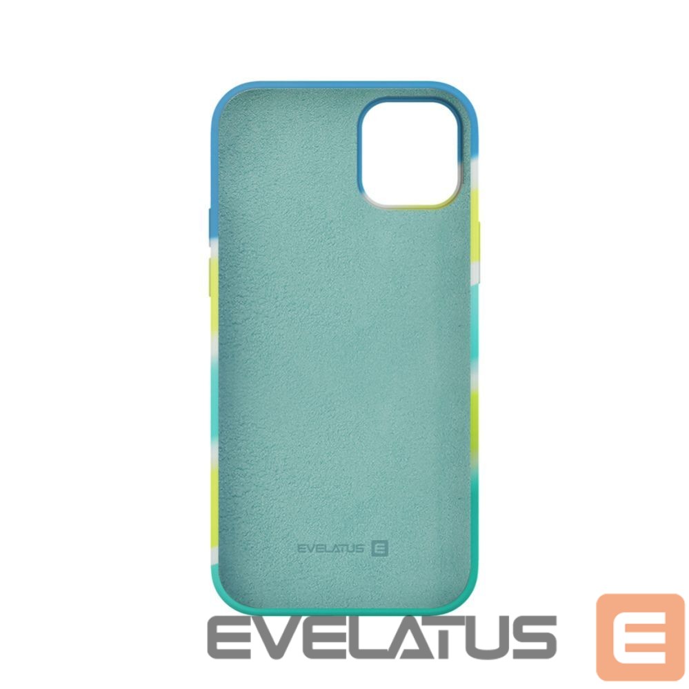 Back panel cover Evelatus Apple iPhone 15 Plus Silicone case Multi-Colored Yellow Green