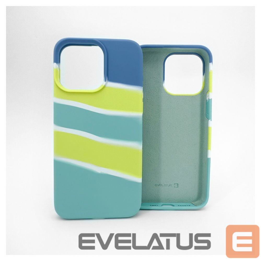 Back panel cover Evelatus Apple iPhone 15 Pro Silicone case Multi-Colored Yellow Green