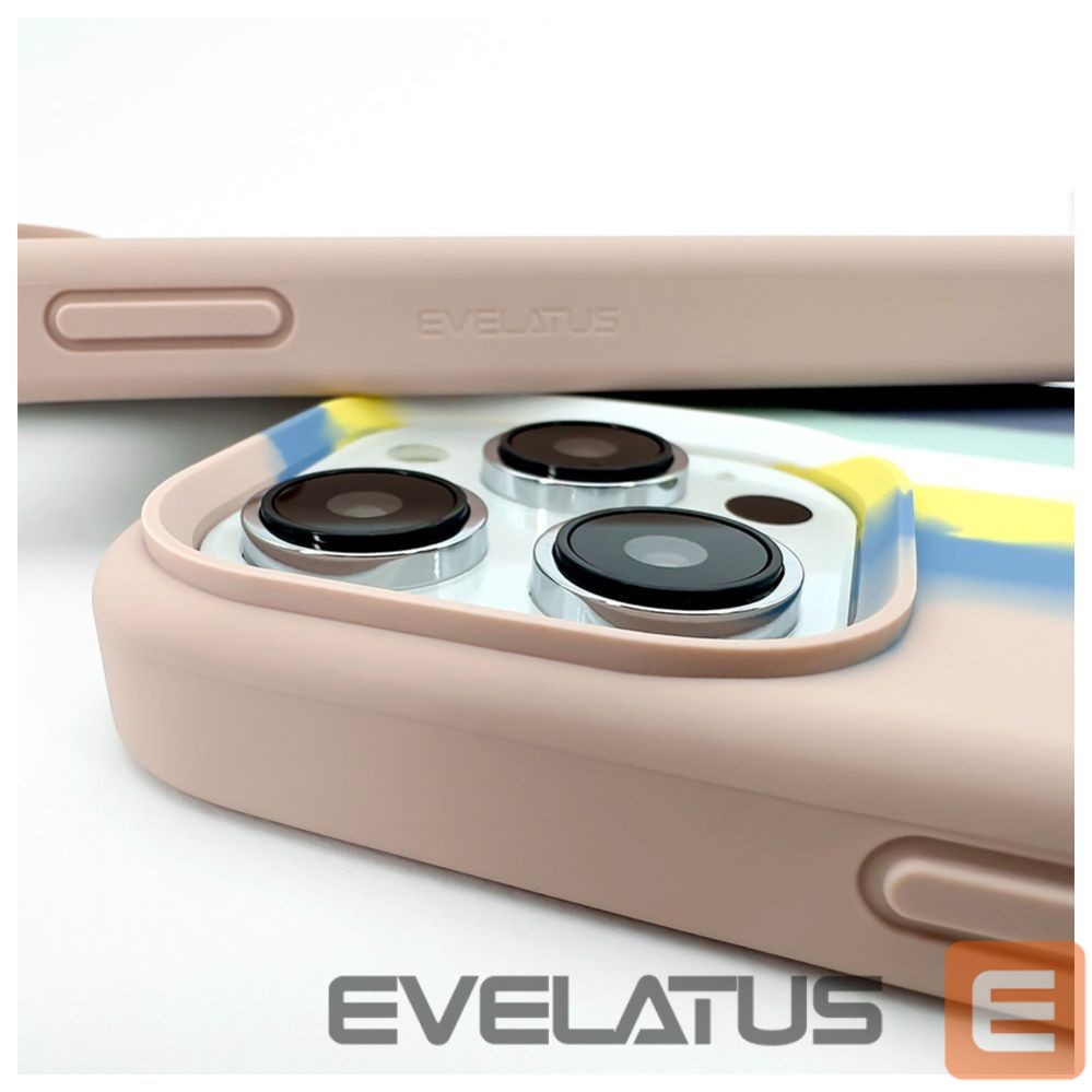 Back panel cover Evelatus Apple iPhone 15 Pro Silicone case Multi-Colored Blue Pink