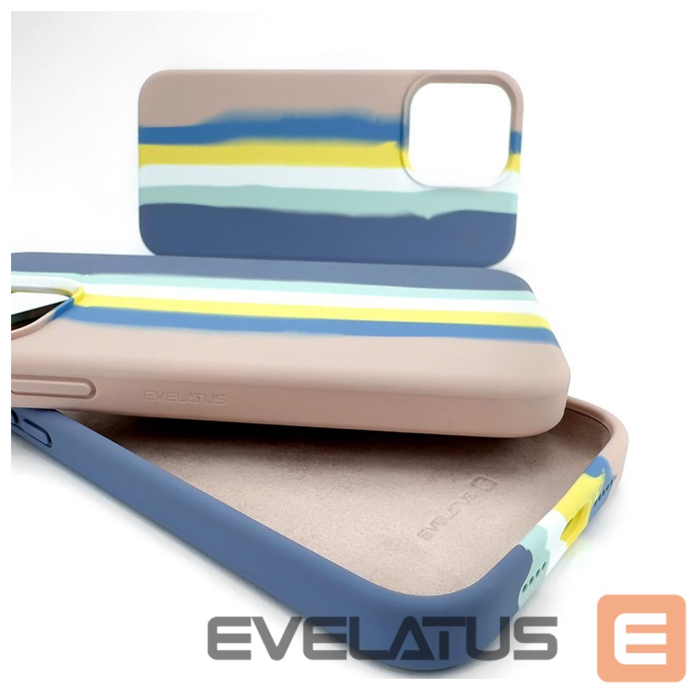 Back panel cover Evelatus Apple iPhone 15 Pro Silicone case Multi-Colored Blue Pink