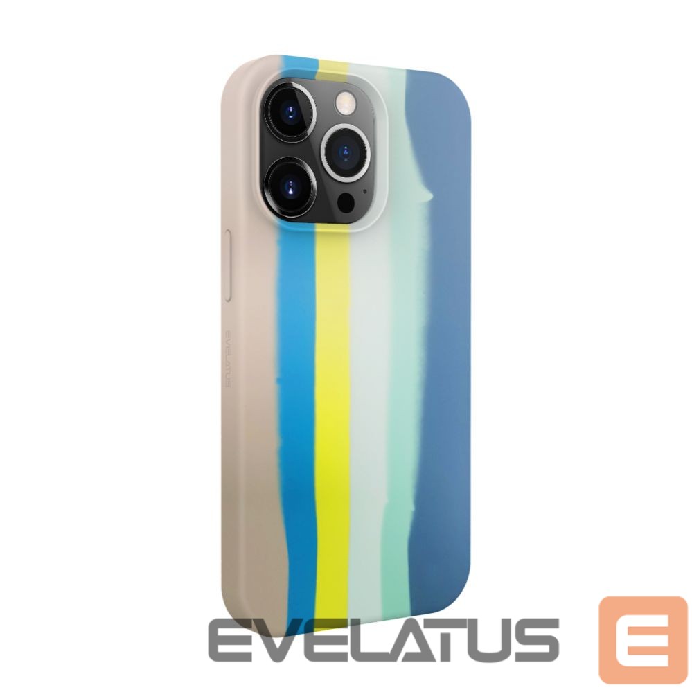 Back panel cover Evelatus Apple iPhone 15 Pro Silicone case Multi-Colored Blue Pink