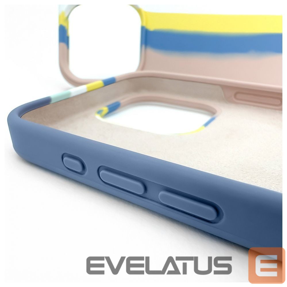 Back panel cover Evelatus Apple iPhone 15 Pro Silicone case Multi-Colored Blue Pink