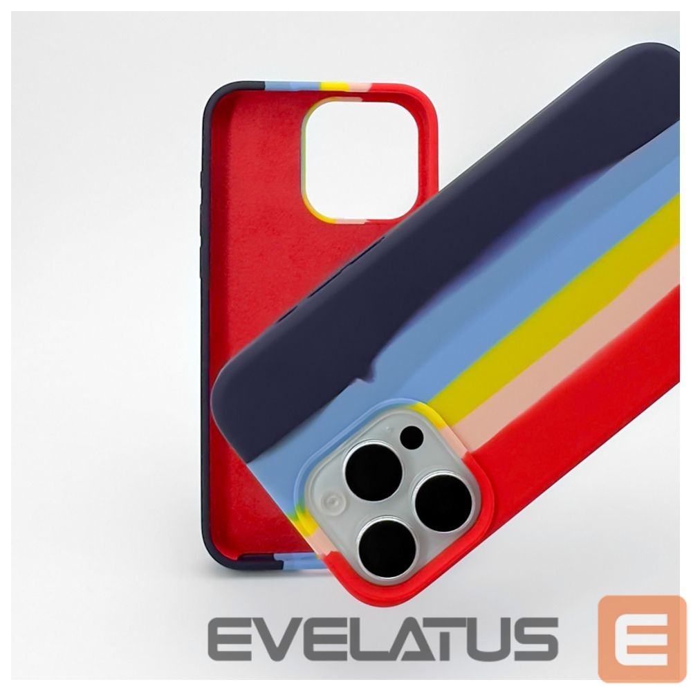 Back panel cover Evelatus Apple iPhone 15 Pro Silicone case Multi-Colored Rainbow