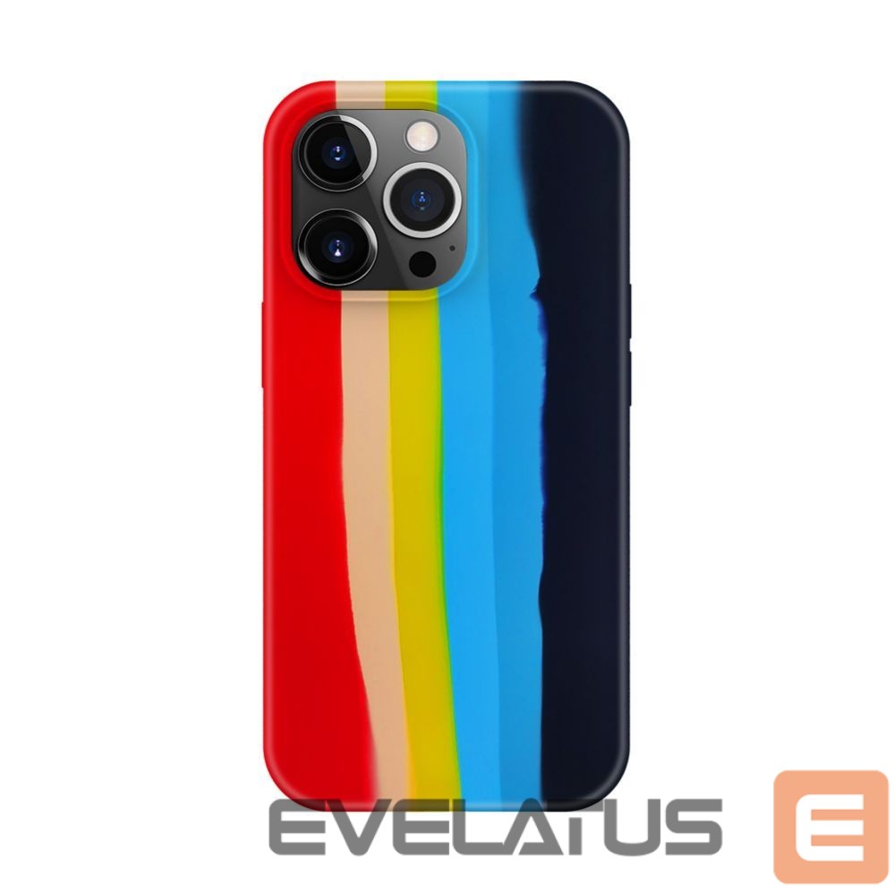 Back panel cover Evelatus Apple iPhone 15 Pro Silicone case Multi-Colored Rainbow