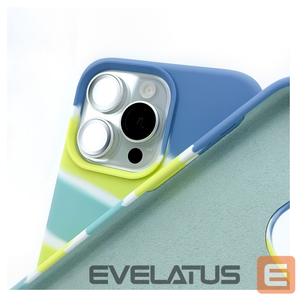 Back panel cover Evelatus Apple iPhone 15 Pro Max Silicone case Multi-Colored Yellow Green
