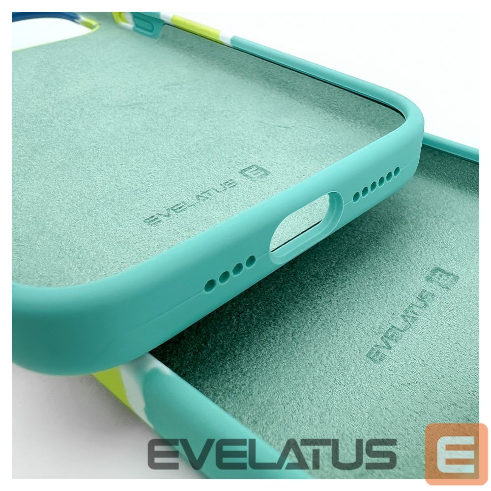 Back panel cover Evelatus Apple iPhone 15 Pro Max Silicone case Multi-Colored Yellow Green