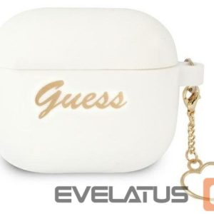Back panel cover Guess Apple AirPods 3 cover Silicone Charm Heart Collection White