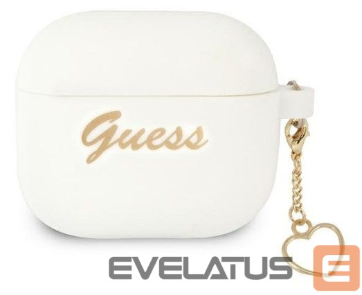 Back panel cover Guess Apple AirPods 3 cover Silicone Charm Heart Collection White