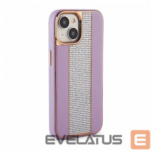 Back panel cover iLike Apple iPhone 15 Diamonds and Leather Case Pink Sand