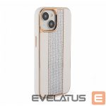 Back panel cover iLike Apple iPhone 15 Diamonds and Leather Case White