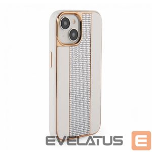 Back panel cover iLike Apple iPhone 15 Diamonds and Leather Case White