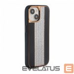 Back panel cover iLike Apple iPhone 15 Diamonds and Leather Case Black
