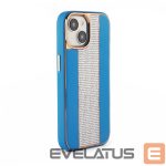 Back panel cover iLike Apple iPhone 15 Diamonds and Leather Case Blue
