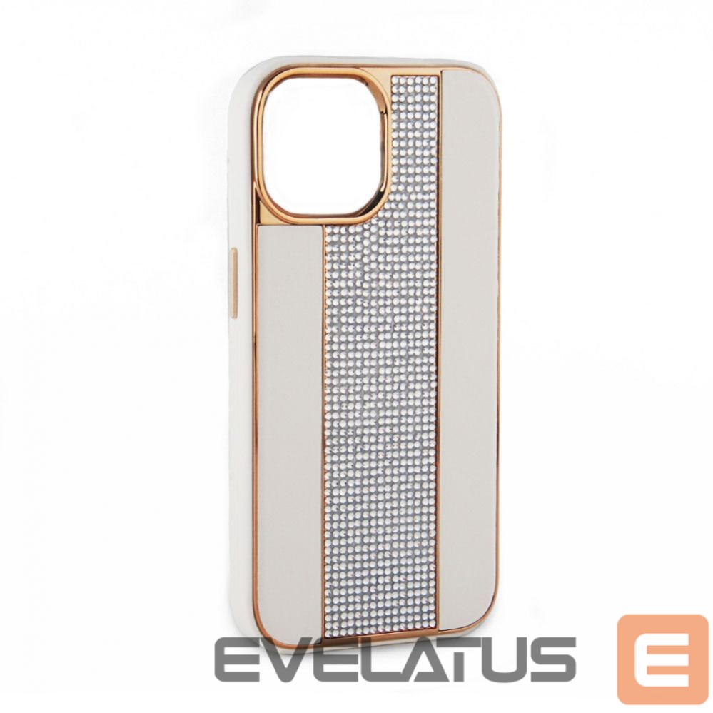 Back panel cover iLike Apple iPhone 15 Pro Diamonds and Leather Case White