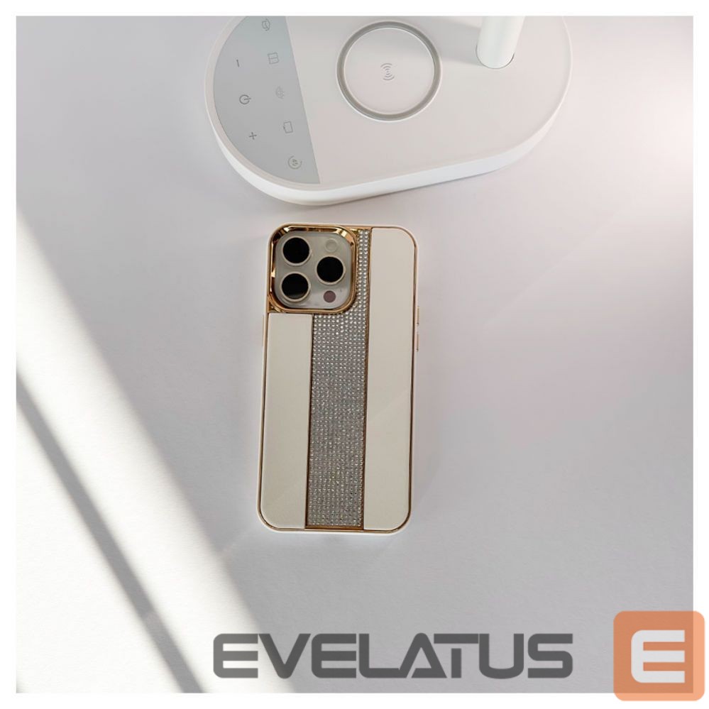 Back panel cover iLike Apple iPhone 15 Pro Diamonds and Leather Case White