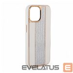 Back panel cover iLike Apple iPhone 15 Pro Diamonds and Leather Case White
