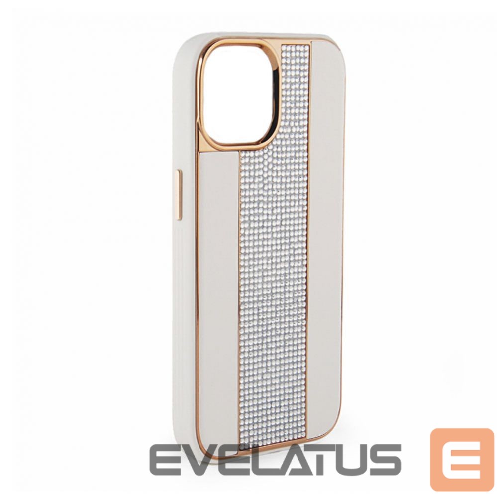 Back panel cover iLike Apple iPhone 15 Pro Diamonds and Leather Case White