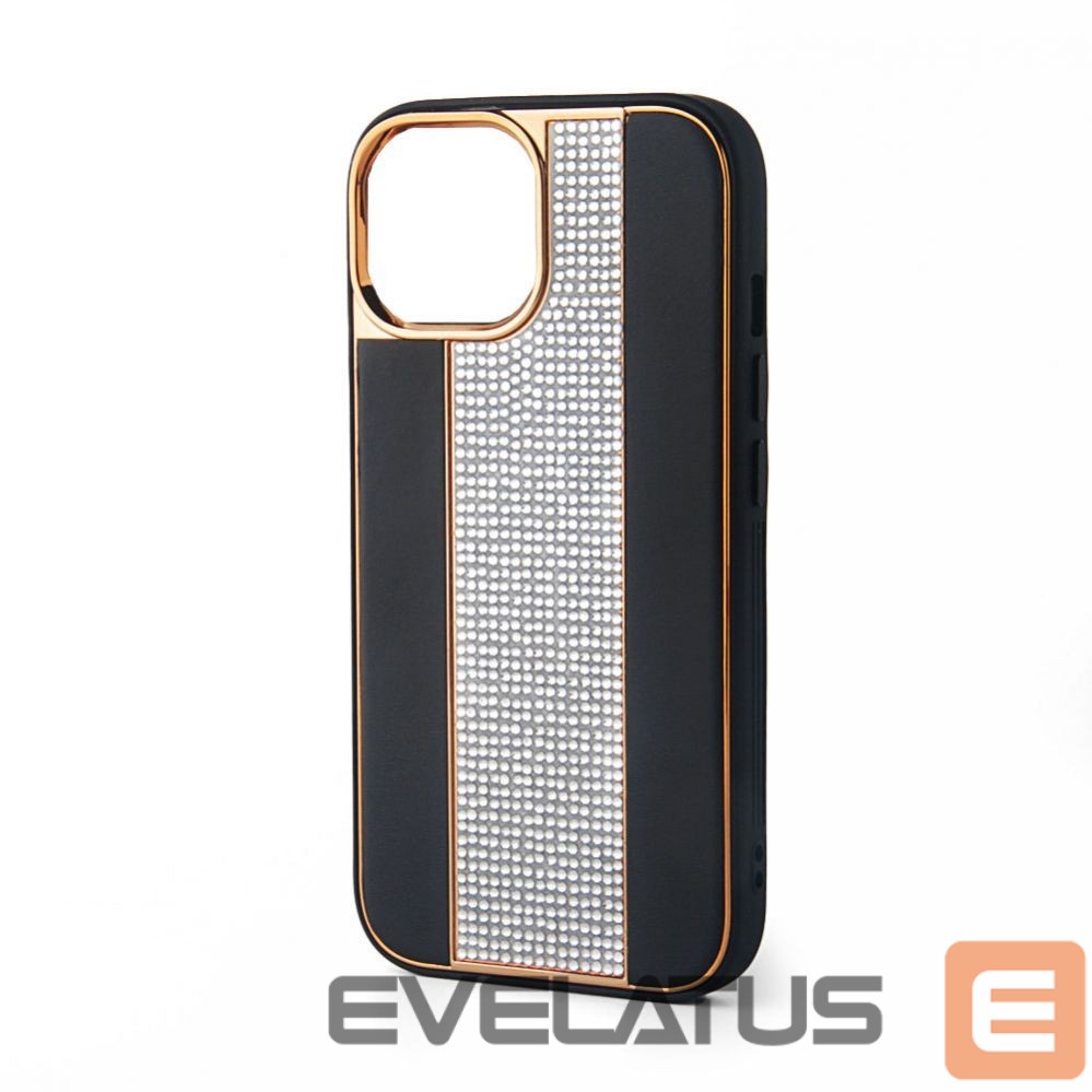Back panel cover iLike Apple iPhone 15 Pro Diamonds and Leather Case Black