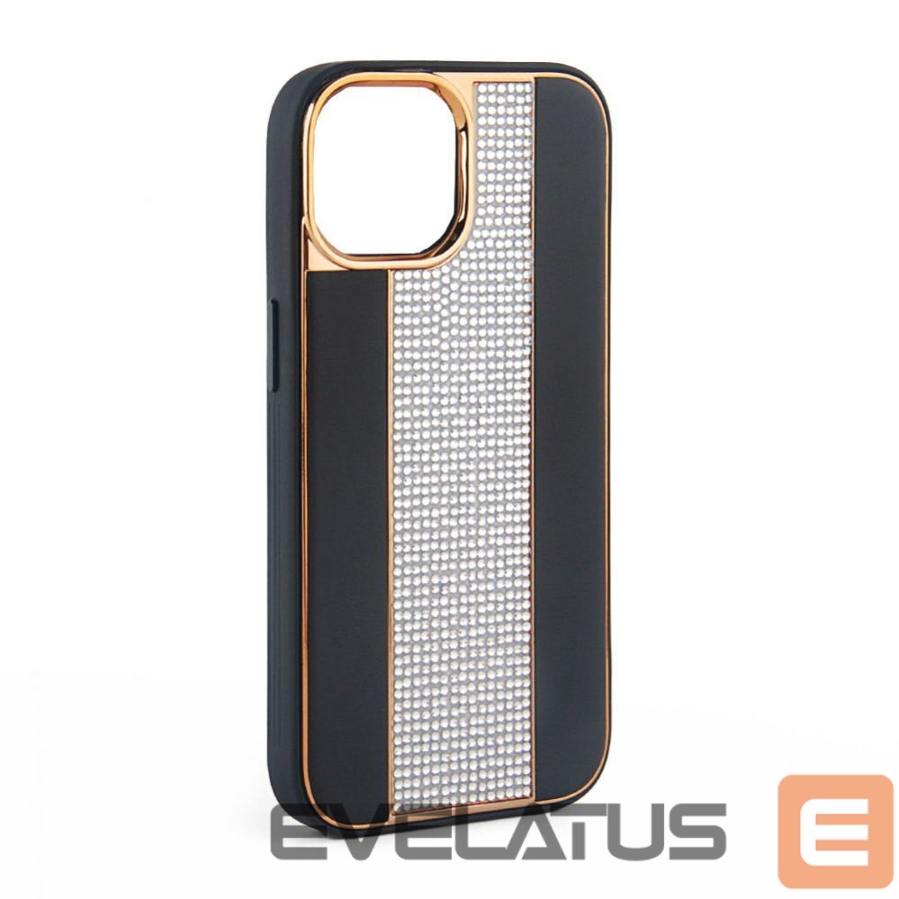 Back panel cover iLike Apple iPhone 15 Pro Diamonds and Leather Case Black